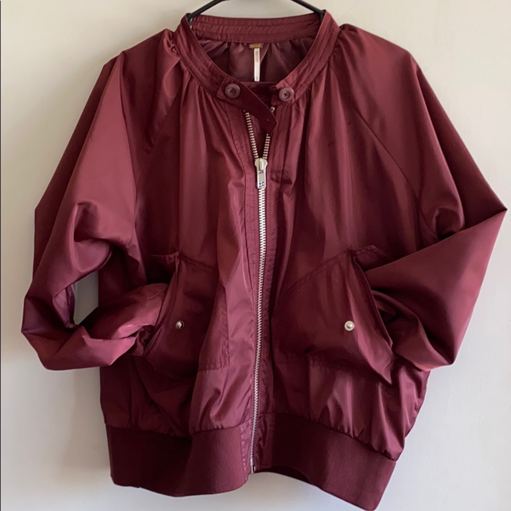 Free people Large midnight burgundy bomber jacket